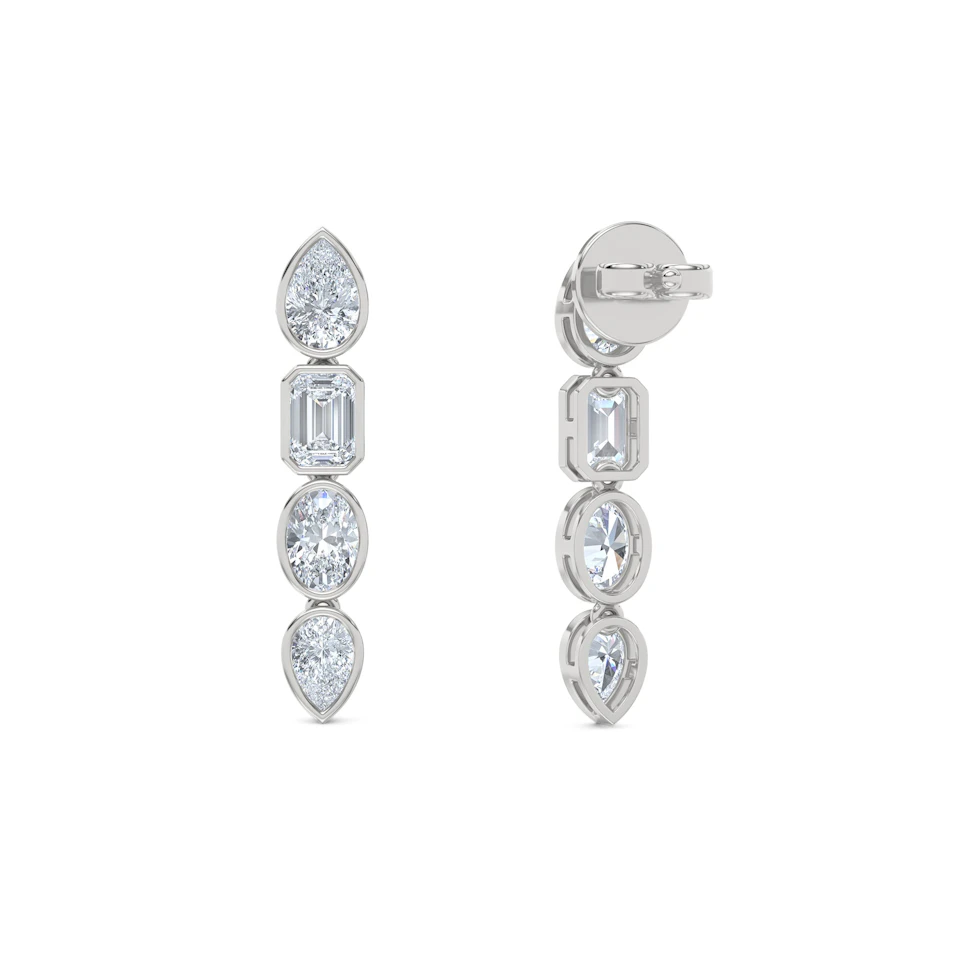 Skyline 1.47ct Pear Cut Lab Diamond Drop Earrings in 14K White Gold