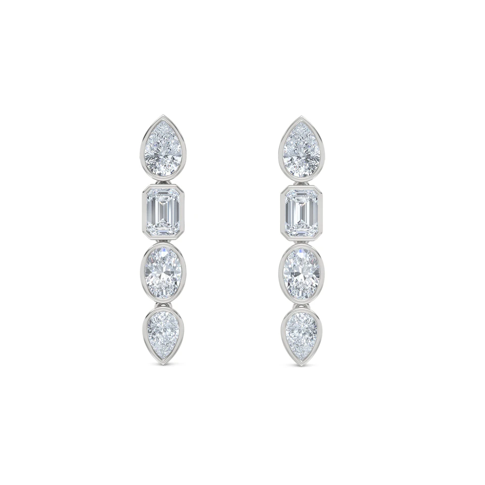 Skyline 1.47ct Pear Cut Lab Diamond Drop Earrings in 14K White Gold