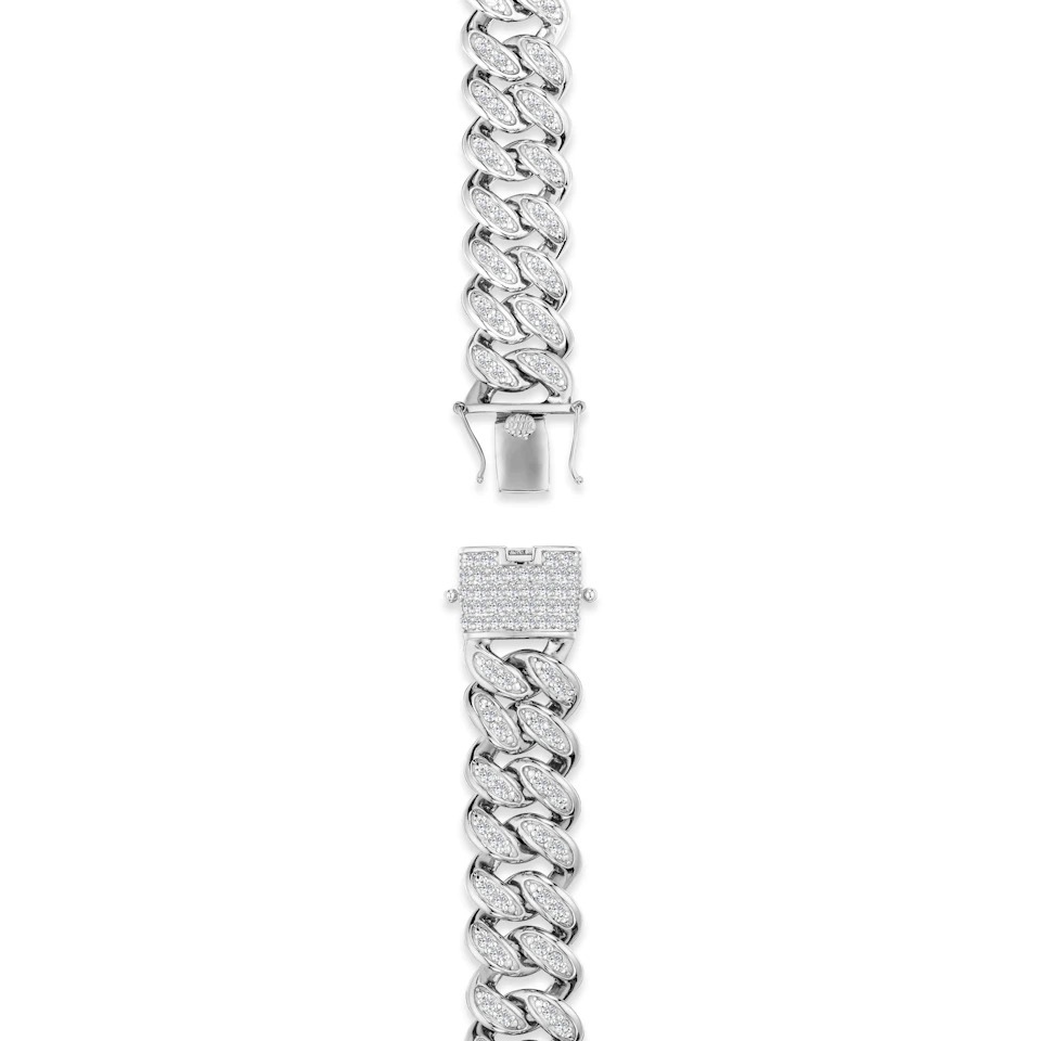 3.50ct Mens Lab Diamond Cuban Link Bracelet in 925 Sterling Silver