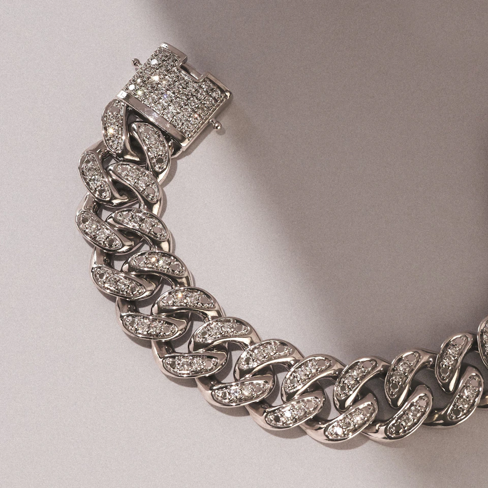 3.50ct Mens Lab Diamond Cuban Link Bracelet in 925 Sterling Silver
