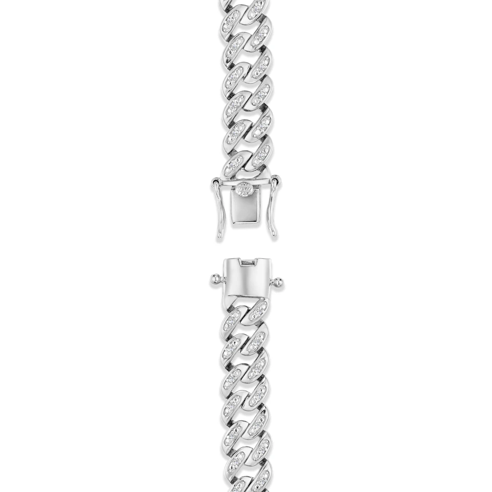 7 Inch Havana Cuban Lab Diamond Bracelet 0.40ct Cuban Lab Diamond Set in 925 Silver