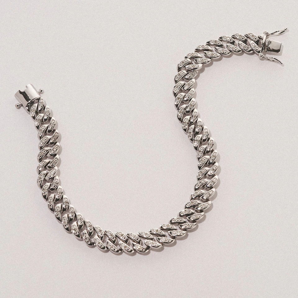 7 Inch Havana Cuban Lab Diamond Bracelet 0.40ct Cuban Lab Diamond Set in 925 Silver