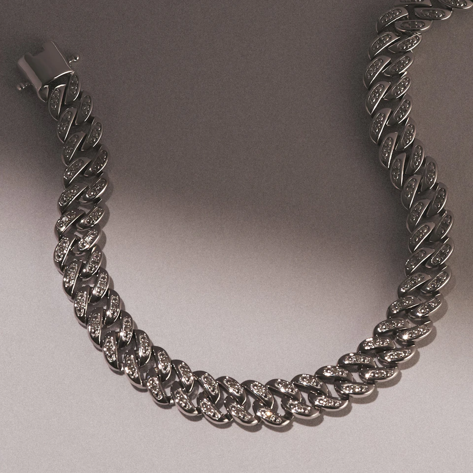 7 Inch Havana Cuban Lab Diamond Bracelet 0.40ct Cuban Lab Diamond Set in 925 Silver