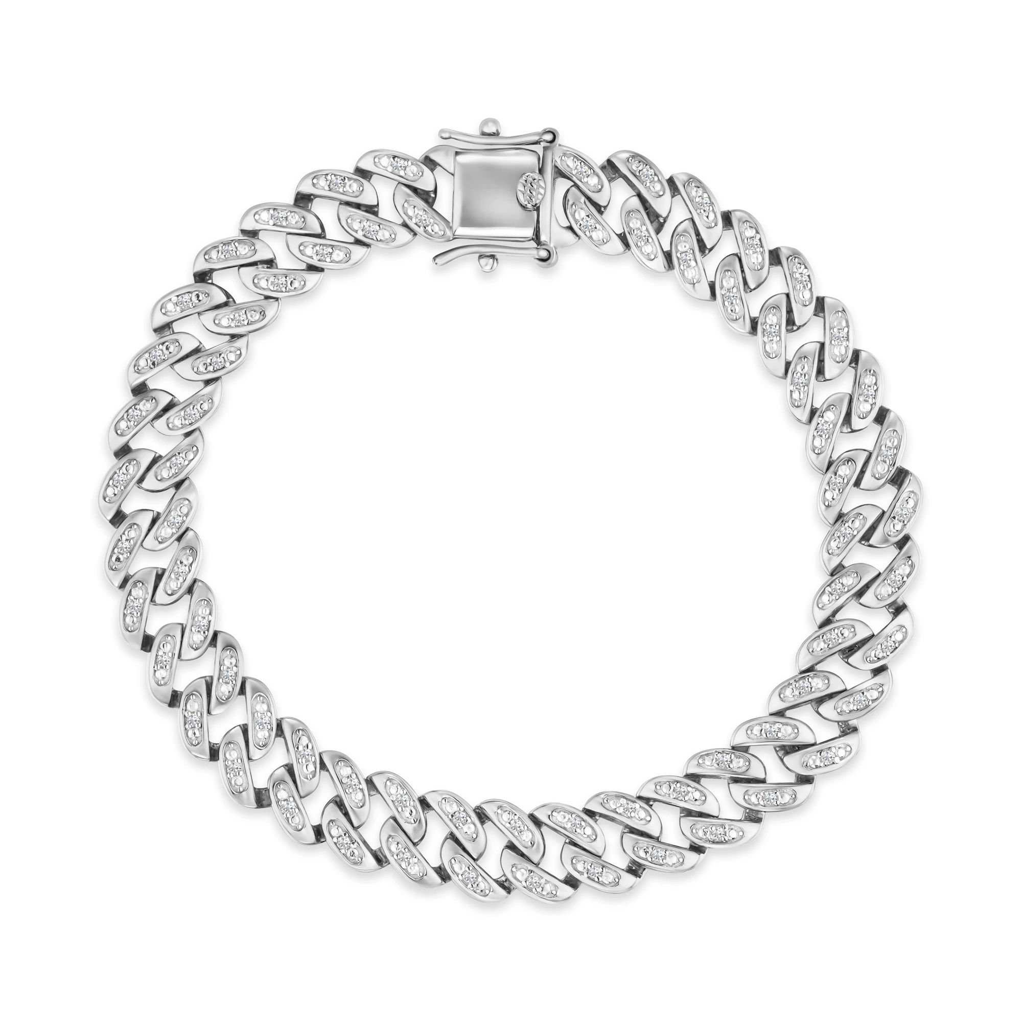 7 Inch Havana Cuban Lab Diamond Bracelet 0.40ct Cuban Lab Diamond Set in 925 Silver