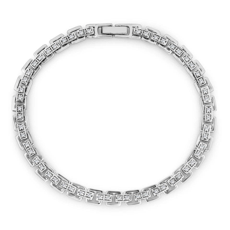 8 Inch Havana Lab Men Diamond Box Set Bracelet 0.85ct in 925 Silver