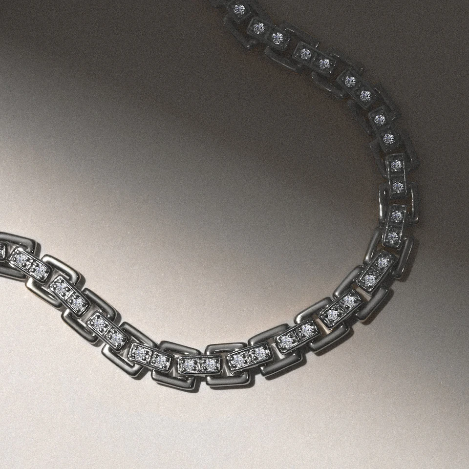 8 Inch Havana Lab Men Diamond Box Set Bracelet 0.85ct in 925 Silver