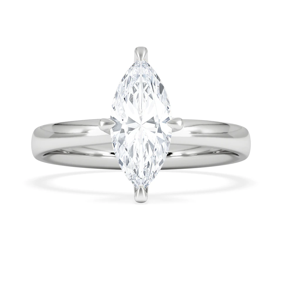 Origin Twist 1.00ct Marquise Cut Lab Diamond Solitaire Engagement Ring in 18K White Gold