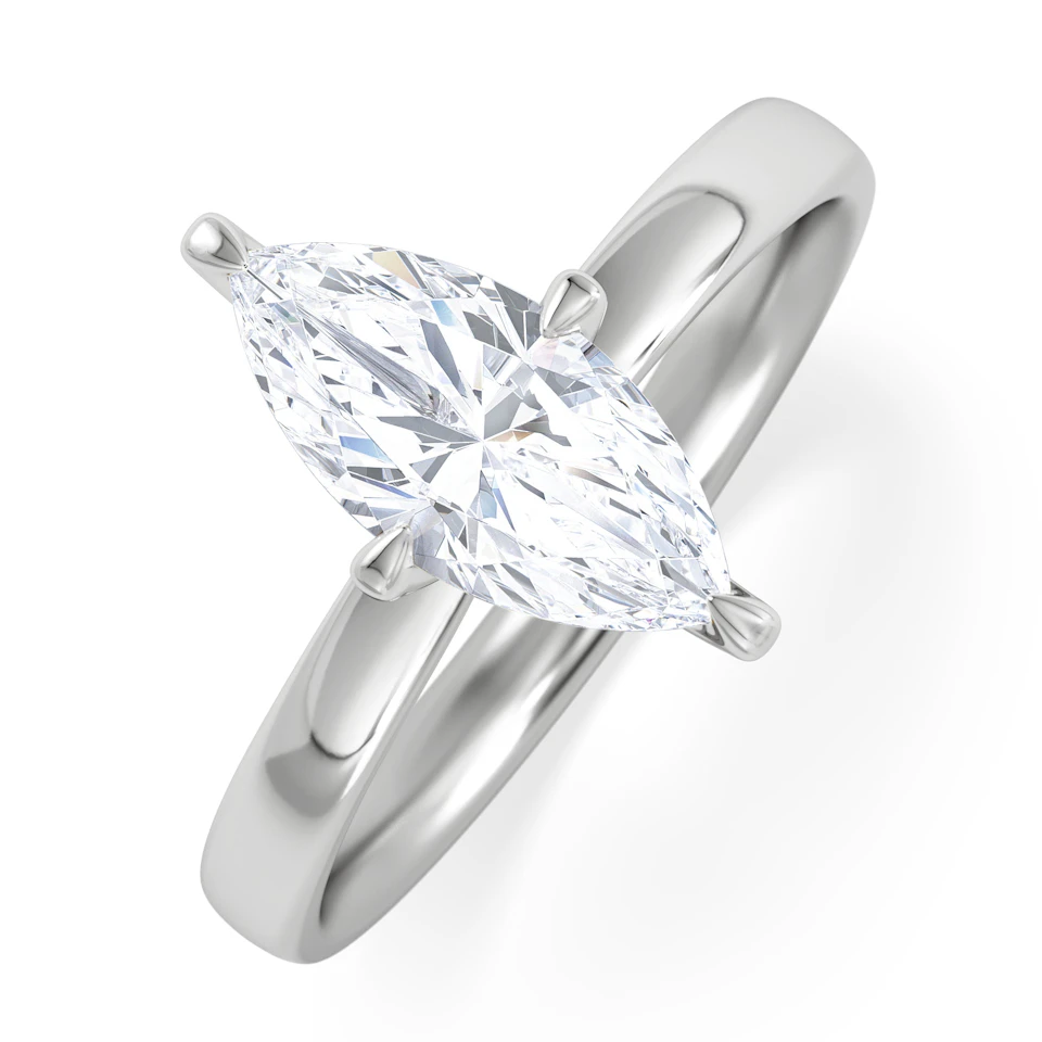 Origin Twist 1.00ct Marquise Cut Lab Diamond Solitaire Engagement Ring in 18K White Gold