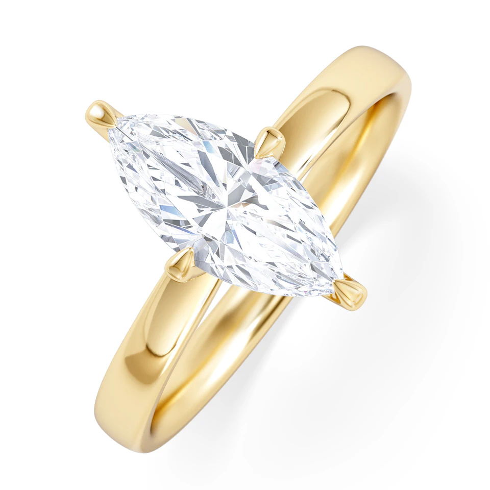 Origin Twist 1.00ct Marquise Cut Lab Diamond Solitaire Engagement Ring in 18K Yellow Gold