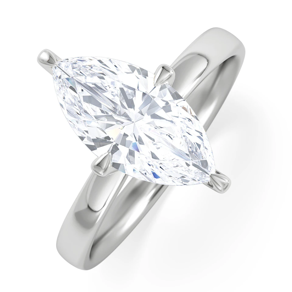 Origin Twist 2.00ct Marquise Cut Lab Diamond Solitaire Engagement Ring in 18K White Gold
