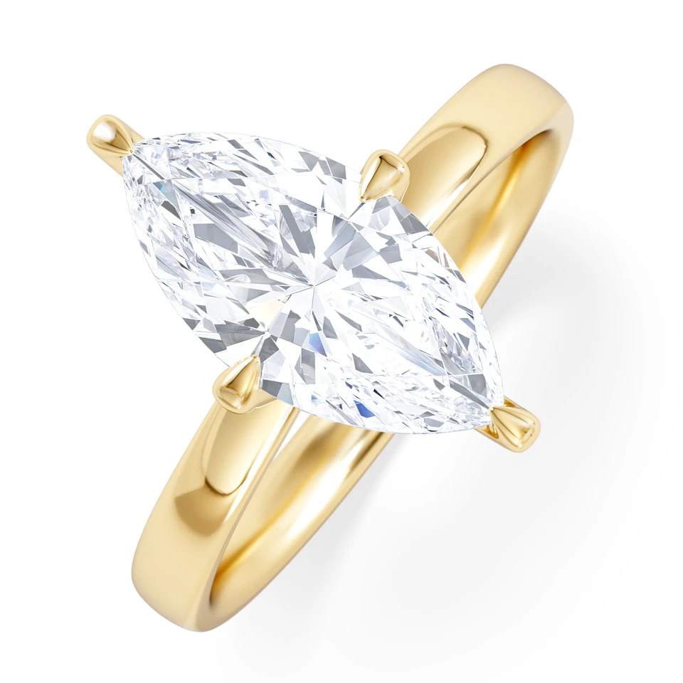 Origin Twist 2.00ct Marquise Cut Lab Diamond Solitaire Engagement Ring in 18K Yellow Gold