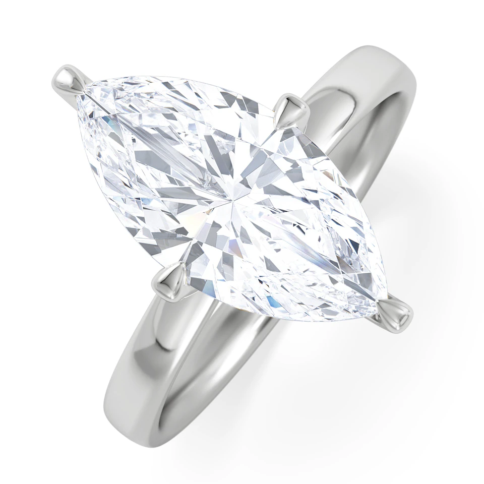 Origin Twist 3.00ct Marquise Cut Lab Diamond Solitaire Engagement Ring in 18K White Gold