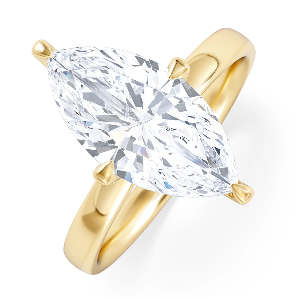 Origin Twist 3.00ct Marquise Cut Lab Diamond Solitaire Engagement Ring in 18K Yellow Gold