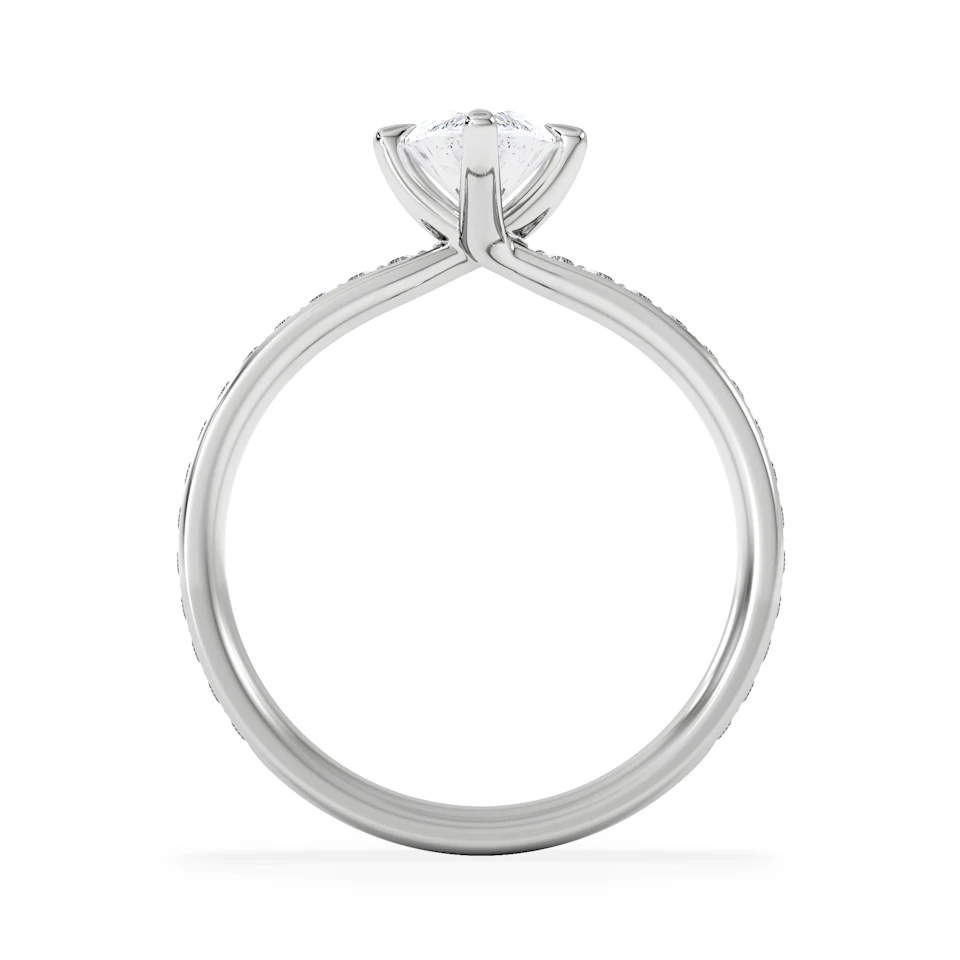 Origin Twist 1.00ct Marquise Cut Lab Diamond Solitaire Engagement Ring with Side Stones in 18K White Gold