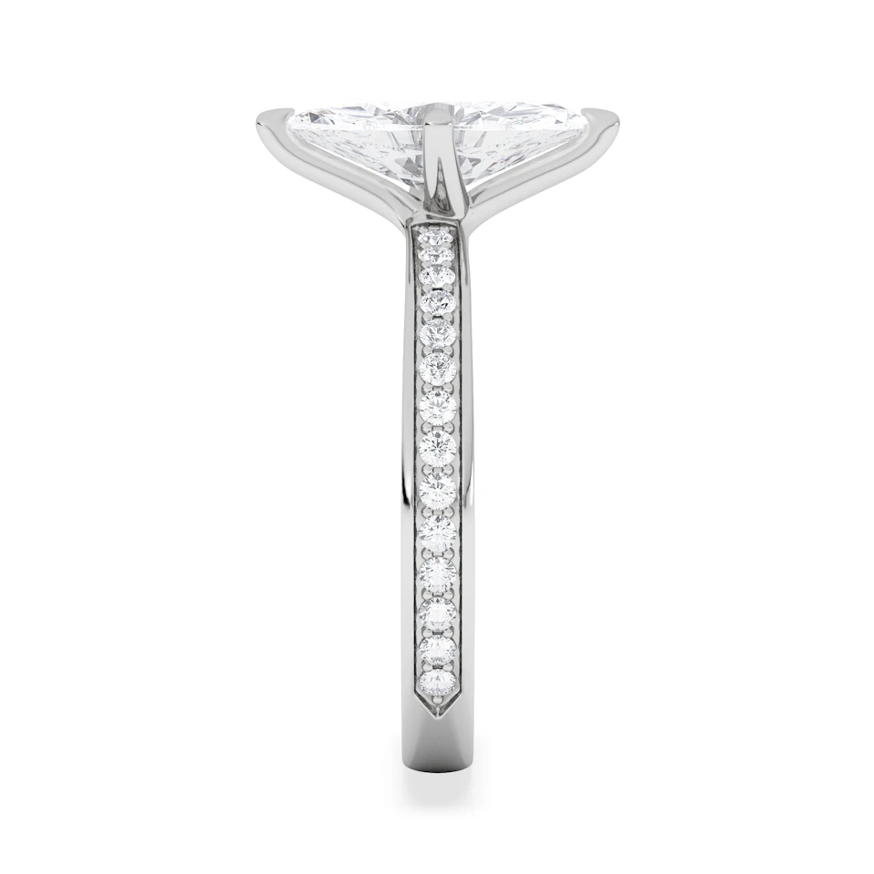 Origin Twist 1.00ct Marquise Cut Lab Diamond Solitaire Engagement Ring with Side Stones in 18K White Gold