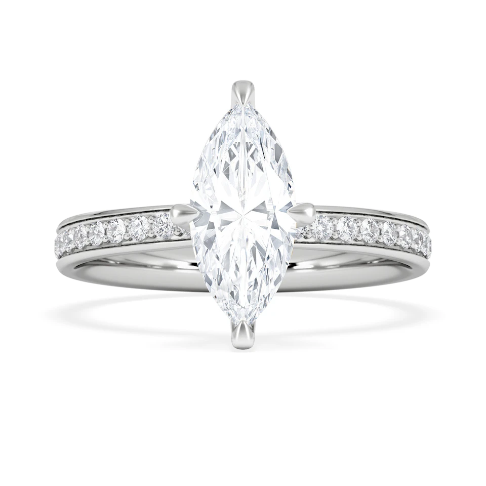 Origin Twist 1.00ct Marquise Cut Lab Diamond Solitaire Engagement Ring with Side Stones in Platinum