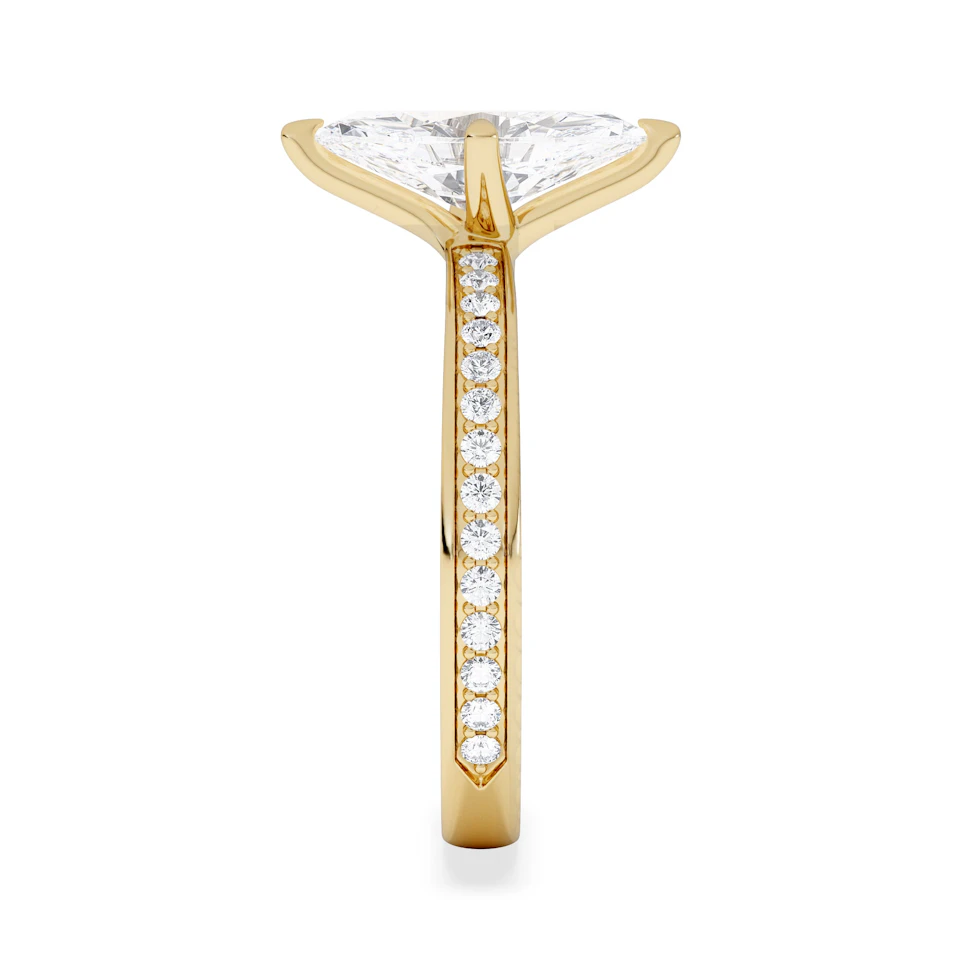 Origin Twist 1.00ct Marquise Cut Lab Diamond Solitaire Engagement Ring with Side Stones in 18K Yellow Gold