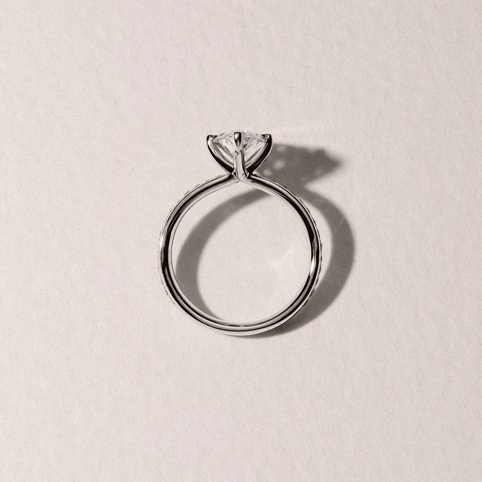 Origin Twist 2.00ct Marquise Cut Lab Diamond Solitaire Engagement Ring with Side Stones in 18K White Gold
