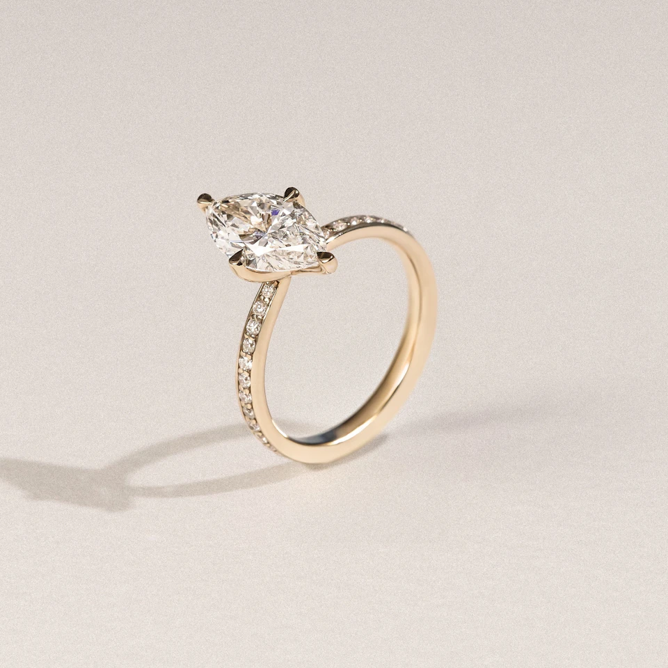 Origin Twist 2.00ct Marquise Cut Lab Diamond Solitaire Engagement Ring with Side Stones in 18K Yellow Gold