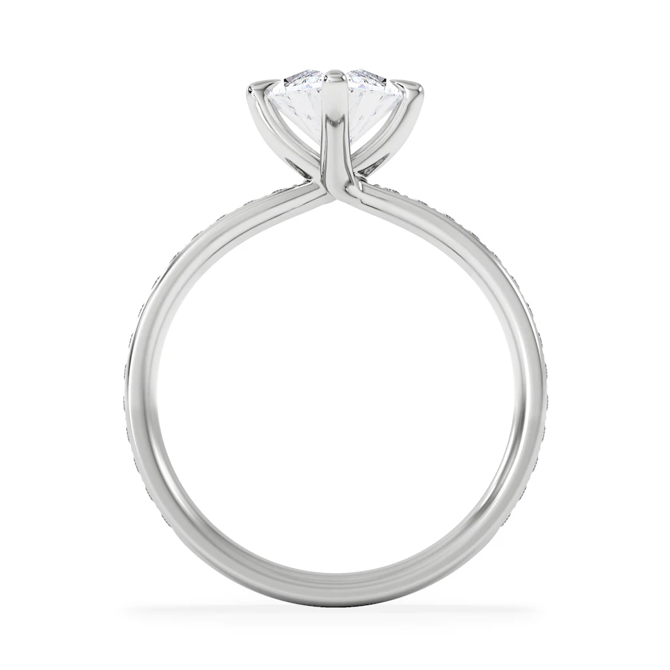 Origin Twist 2.00ct Marquise Cut Lab Diamond Solitaire Engagement Ring with Side Stones in 18K White Gold