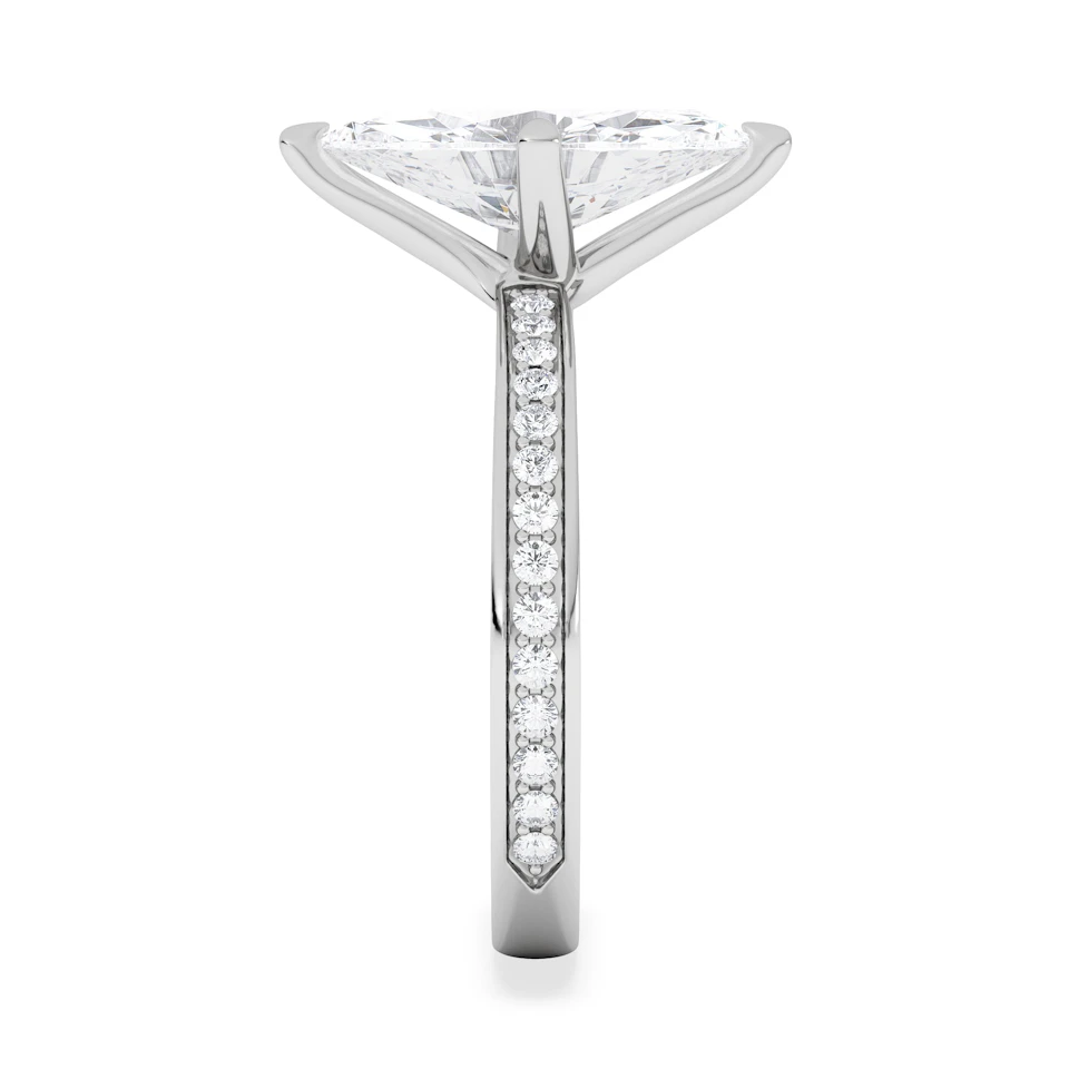 Origin Twist 2.00ct Marquise Cut Lab Diamond Solitaire Engagement Ring with Side Stones in 18K White Gold