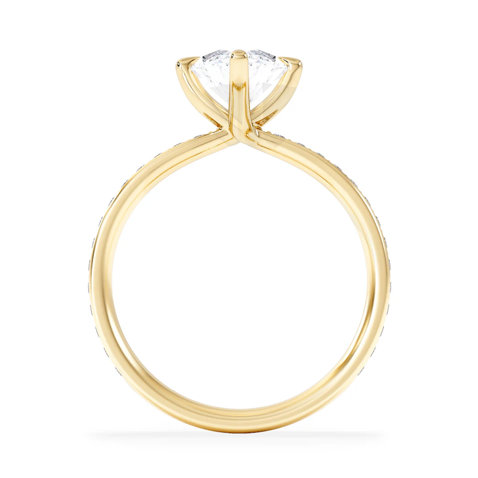 Origin Twist 2.00ct Marquise Cut Lab Diamond Solitaire Engagement Ring with Side Stones in 18K Yellow Gold