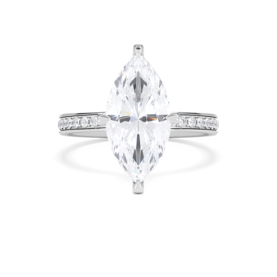 Origin Twist 3.00ct Marquise Cut Lab Diamond Solitaire Engagement Ring with Side Stones in Platinum