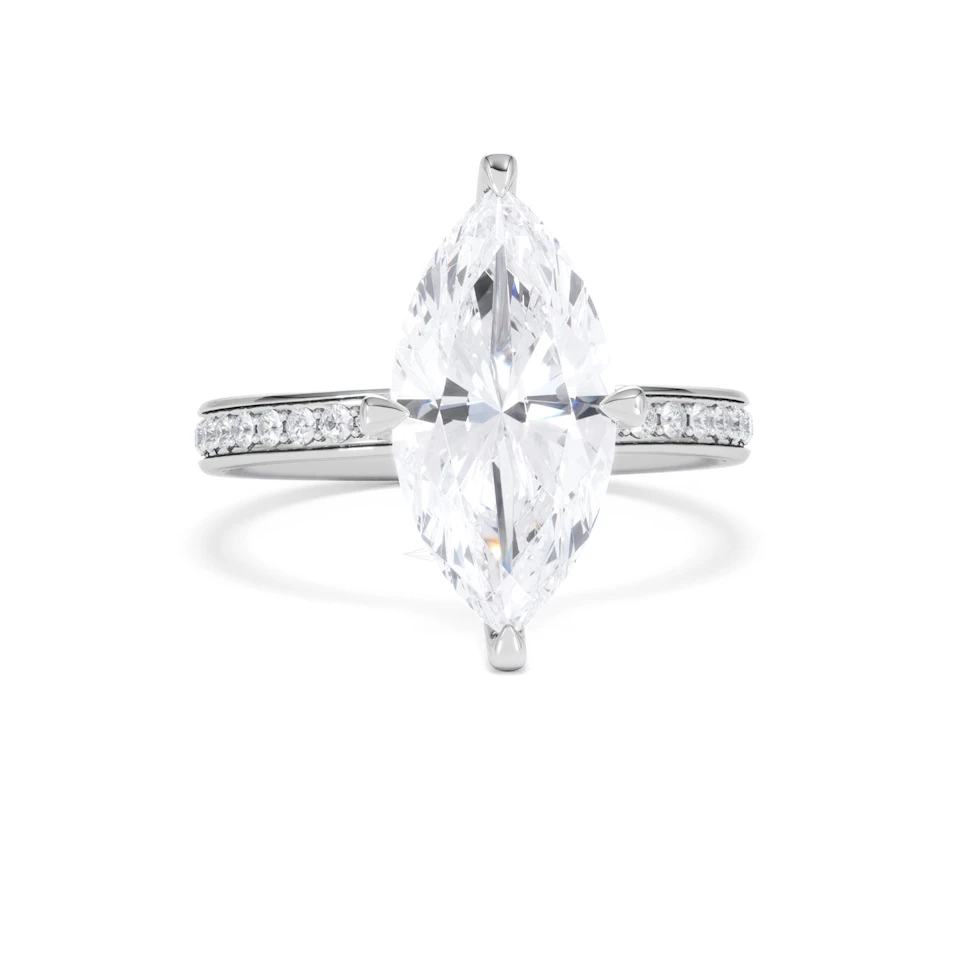 Origin Twist 3.00ct Marquise Cut Lab Diamond Solitaire Engagement Ring with Side Stones in Platinum