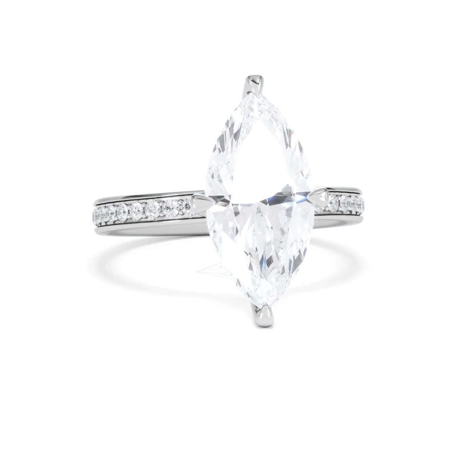 Origin Twist 3.00ct Marquise Cut Lab Diamond Solitaire Engagement Ring with Side Stones in Platinum