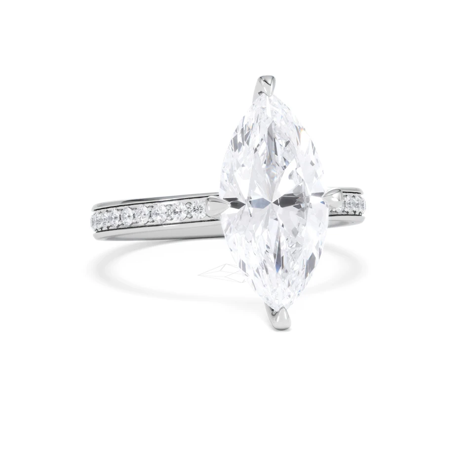 Origin Twist 3.00ct Marquise Cut Lab Diamond Solitaire Engagement Ring with Side Stones in Platinum