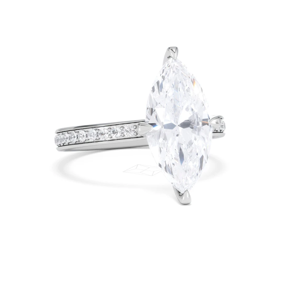 Origin Twist 3.00ct Marquise Cut Lab Diamond Solitaire Engagement Ring with Side Stones in Platinum