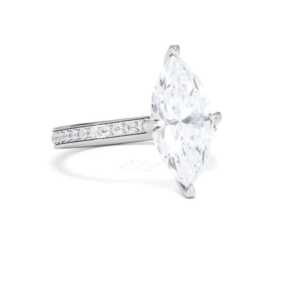 Origin Twist 3.00ct Marquise Cut Lab Diamond Solitaire Engagement Ring with Side Stones in Platinum
