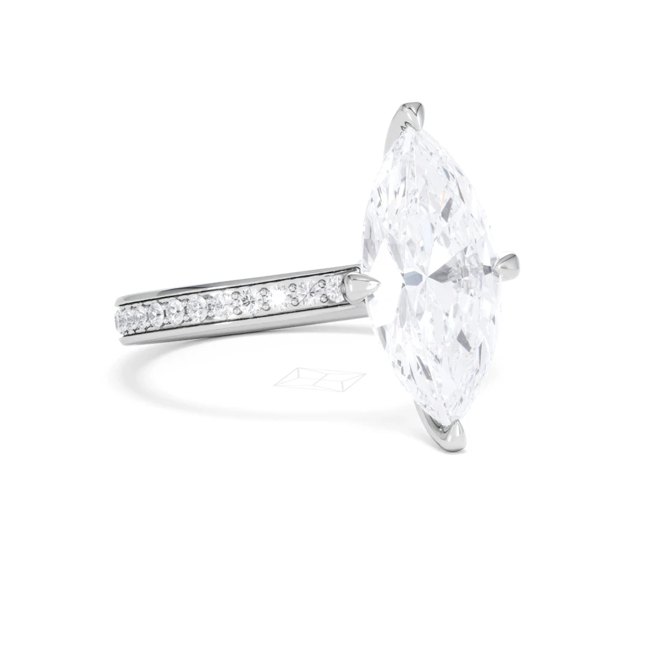 Origin Twist 3.00ct Marquise Cut Lab Diamond Solitaire Engagement Ring with Side Stones in Platinum