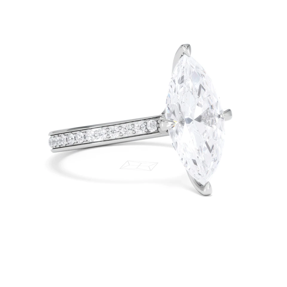Origin Twist 3.00ct Marquise Cut Lab Diamond Solitaire Engagement Ring with Side Stones in Platinum