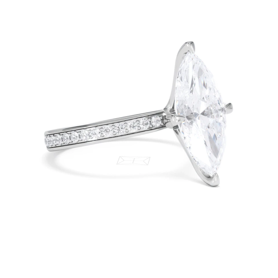 Origin Twist 3.00ct Marquise Cut Lab Diamond Solitaire Engagement Ring with Side Stones in Platinum