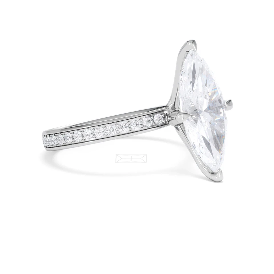 Origin Twist 3.00ct Marquise Cut Lab Diamond Solitaire Engagement Ring with Side Stones in Platinum