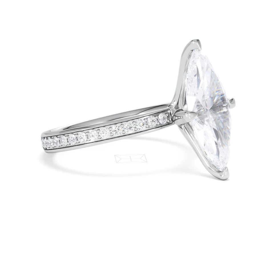 Origin Twist 3.00ct Marquise Cut Lab Diamond Solitaire Engagement Ring with Side Stones in Platinum