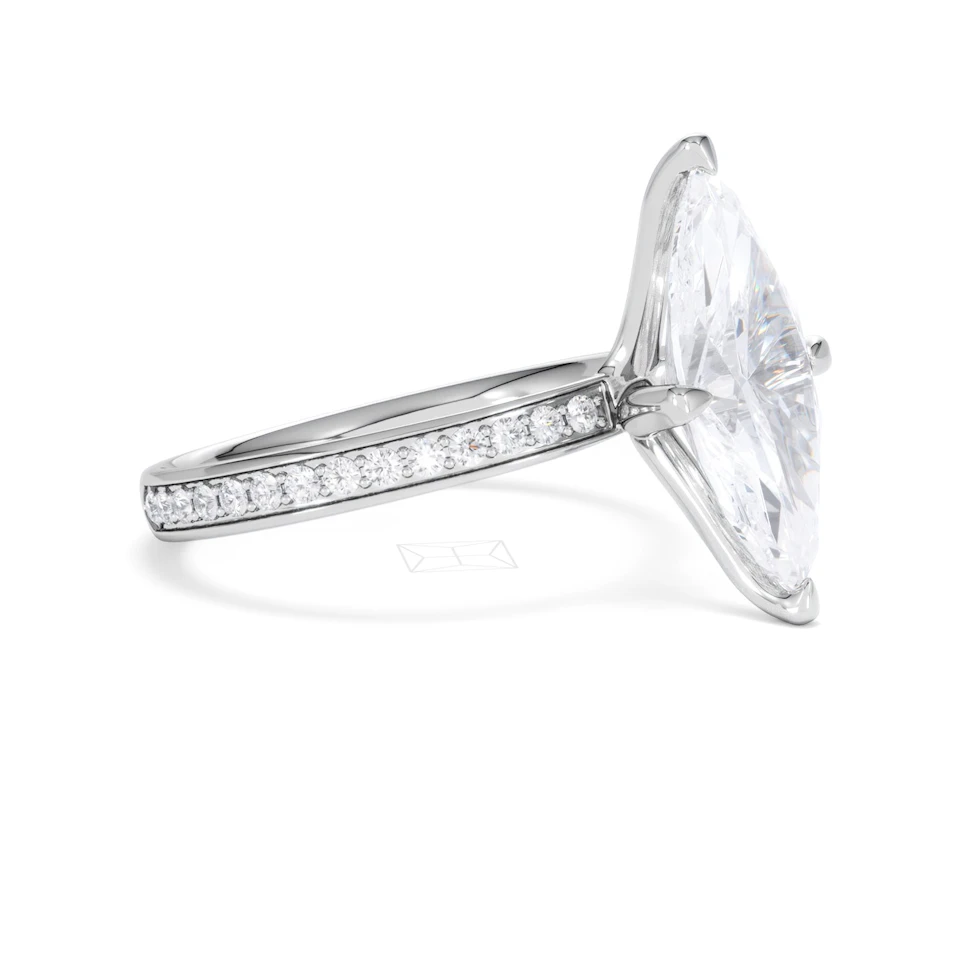 Origin Twist 3.00ct Marquise Cut Lab Diamond Solitaire Engagement Ring with Side Stones in Platinum