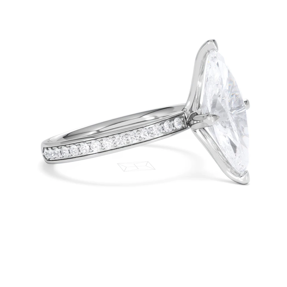 Origin Twist 3.00ct Marquise Cut Lab Diamond Solitaire Engagement Ring with Side Stones in Platinum