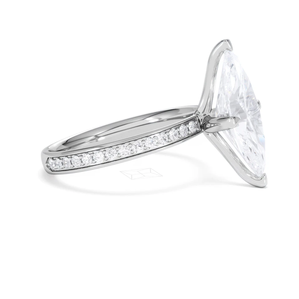 Origin Twist 3.00ct Marquise Cut Lab Diamond Solitaire Engagement Ring with Side Stones in Platinum
