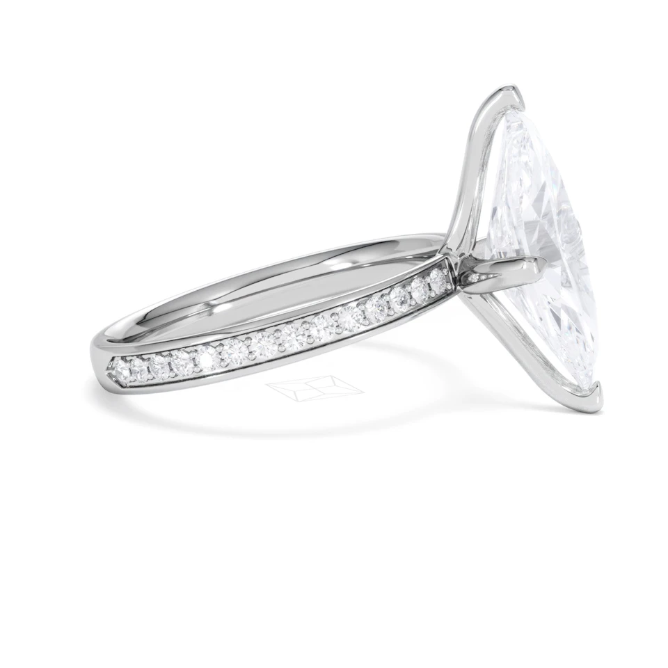 Origin Twist 3.00ct Marquise Cut Lab Diamond Solitaire Engagement Ring with Side Stones in Platinum