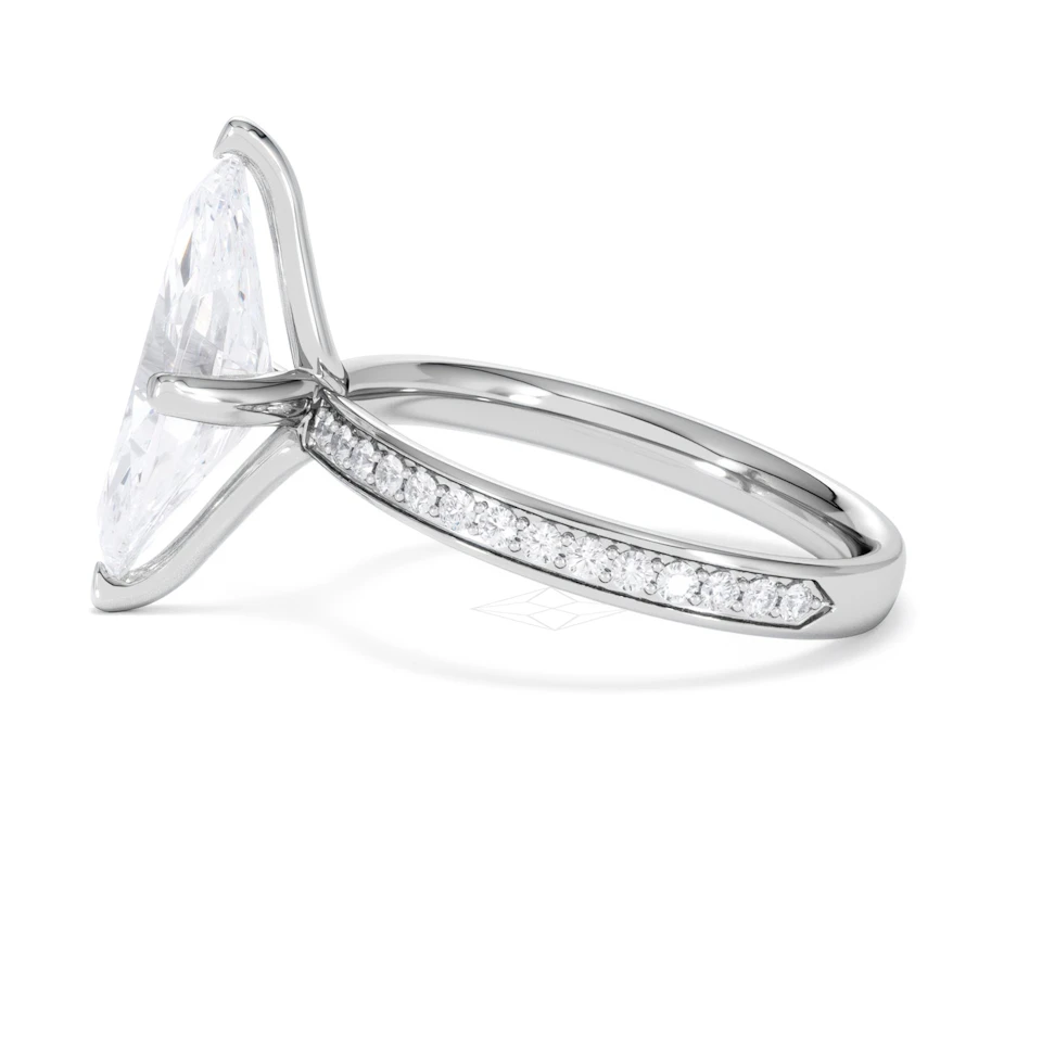 Origin Twist 3.00ct Marquise Cut Lab Diamond Solitaire Engagement Ring with Side Stones in Platinum