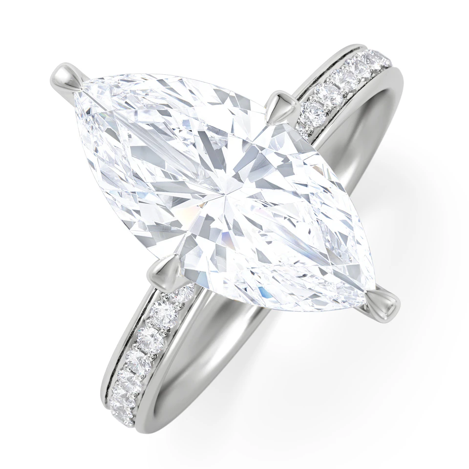 Origin Twist 3.00ct Marquise Cut Lab Diamond Solitaire Engagement Ring with Side Stones in Platinum