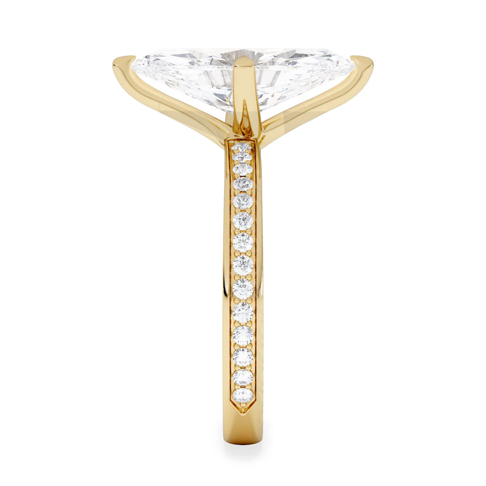 Origin Twist 3.00ct Marquise Cut Lab Diamond Solitaire Engagement Ring with Side Stones in 18K Yellow Gold