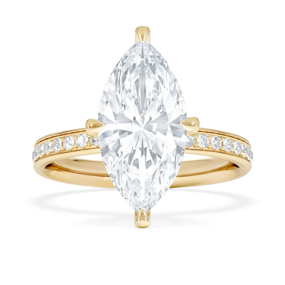 Origin Twist 3.00ct Marquise Cut Lab Diamond Solitaire Engagement Ring with Side Stones in 18K Yellow Gold