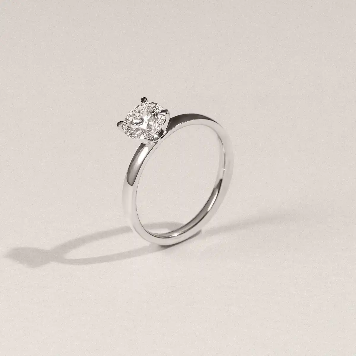 Origin 1.00ct Round Cut Lab Diamond Solitaire Engagement Ring in 18K White Gold