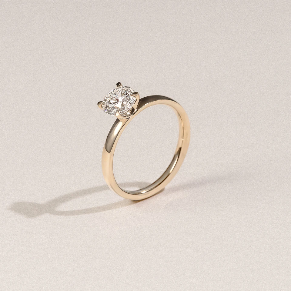 Origin 1.00ct Round Cut Lab Diamond Solitaire Engagement Ring in 18K Yellow Gold