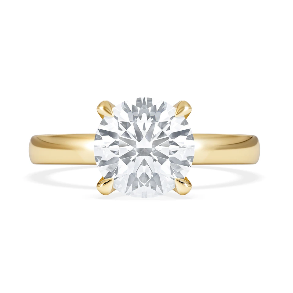 Origin 2.00ct Round Cut Lab Diamond Solitaire Engagement Ring in 18K Yellow Gold