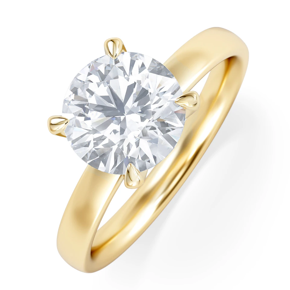 Origin 2.00ct Round Cut Lab Diamond Solitaire Engagement Ring in 18K Yellow Gold