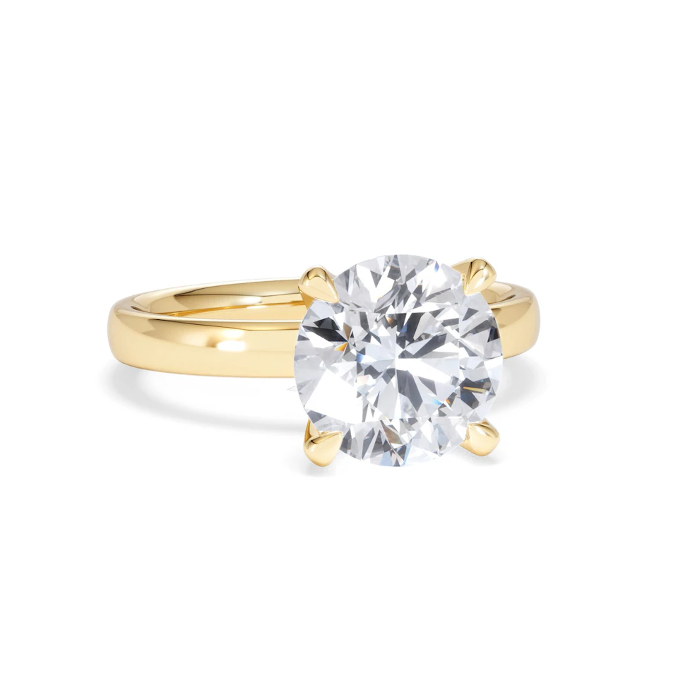 Origin 3.00ct Round Cut Lab Diamond Solitaire Engagement Ring in 18K Yellow Gold